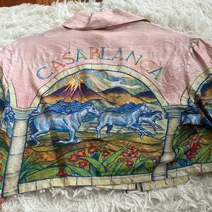 Casablanca crop top silk button down size Small